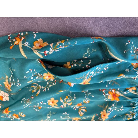 Bloomchic Maxi Dress Flutter Sleeve w/ Pockets- Teal Floral- Women's Size 22-24 - Picture 8 of 12